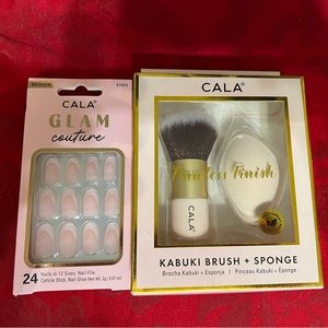 Cala Glam makeup sponge kabuki brush couture nails